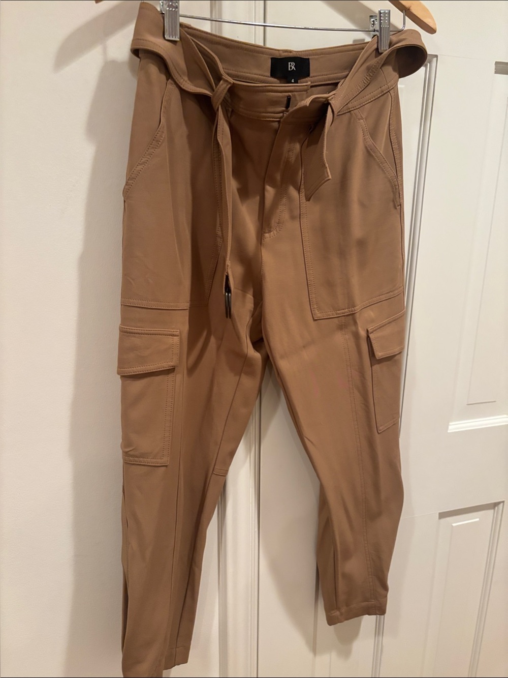 Banana Republic Tan Cargo Tie-Waist Ankle Pants
